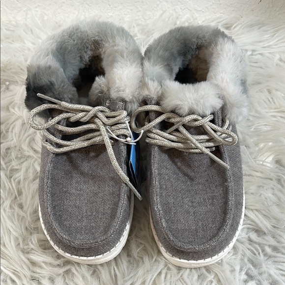 HEY DUDE Sunset Smoke Britt Lace Up Bootie Faux Fur Collar NEW Size Youth K13 - Picture 2 of 14